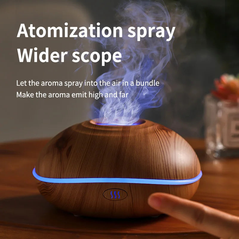 Flame Aroma Diffuser 200ml Black – Essential Oil Humidifier with Remote & 7-Color LED Light