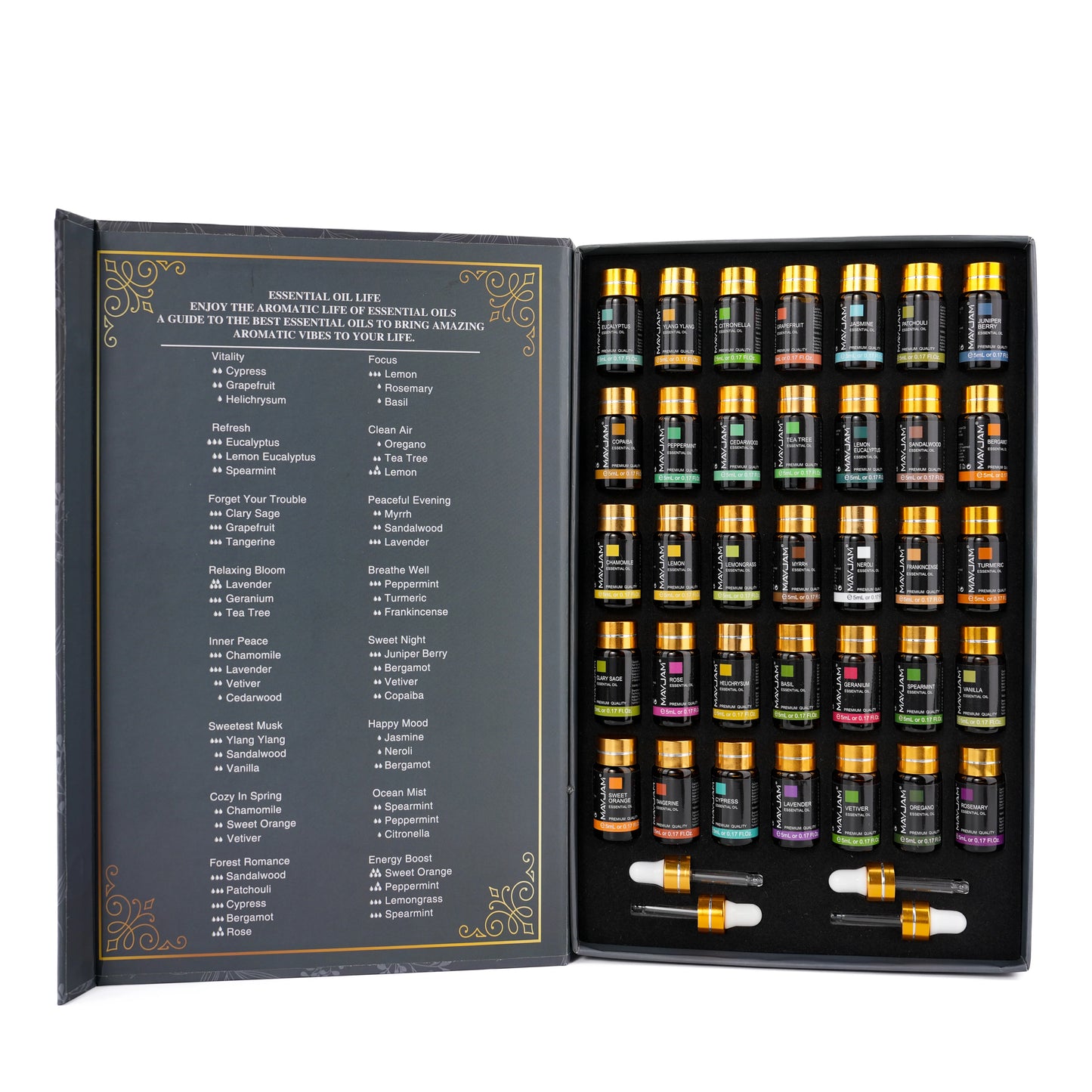 Natural & Aroma Essential Oil Gift Box 35 Bottles –  Relaxation Collection | Mayjam