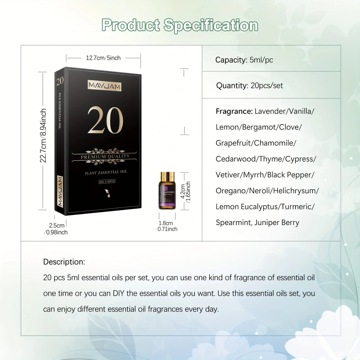 Essential Oils Gift Box 20 Bottles – Aromatherapy Collection | Mayjam
