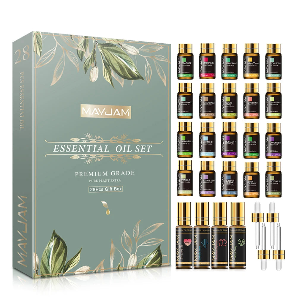 Premium Essential Oils Gift Box 28 Bottles – Aromatherapy Collection | Mayjam