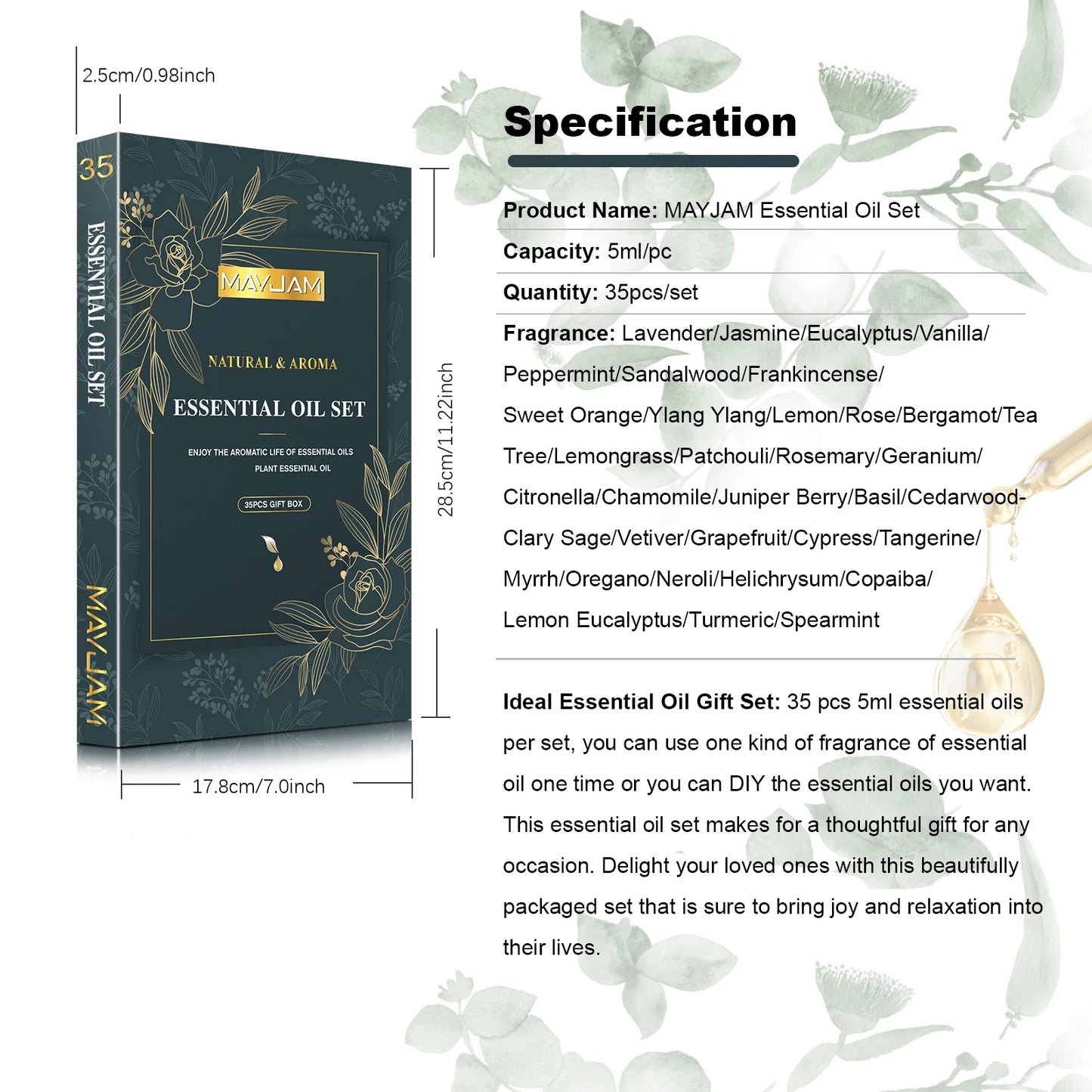 Natural & Aroma Essential Oil Gift Box 35 Bottles –  Relaxation Collection | Mayjam
