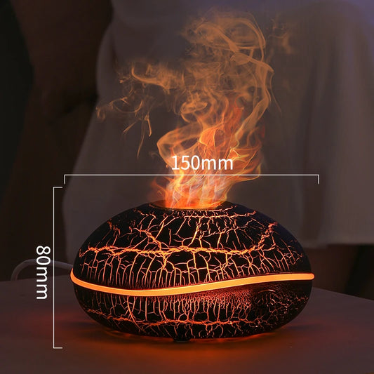 Flame Aroma Diffuser 200ml Volcano Crack – Essential Oil Humidifier with Remote & 7-Color LED Light