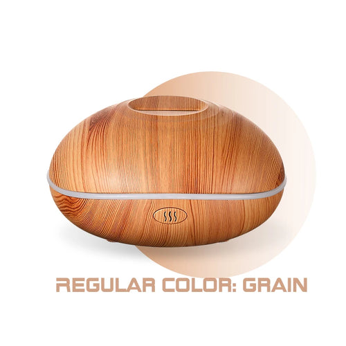 Flame Aroma Diffuser 200ml Wood Grain – Essential Oil Humidifier with Remote & 7-Color LED Light