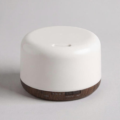 Aroma Diffuser 500ml Dark Wood Grain – USB Essential Oil Humidifier with Colorful Night Light