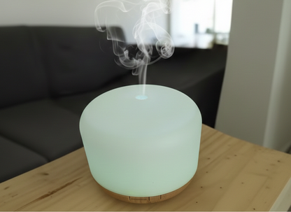 500ml Wood Grain Aroma Diffuser - Ultrasonic USB Humidifier & Night Light