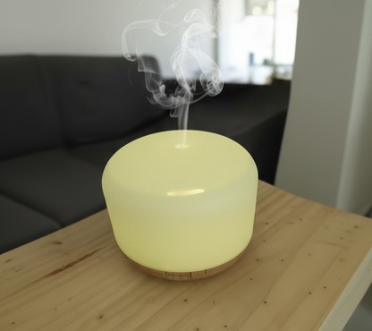 500ml Wood Grain Aroma Diffuser - Ultrasonic USB Humidifier & Night Light