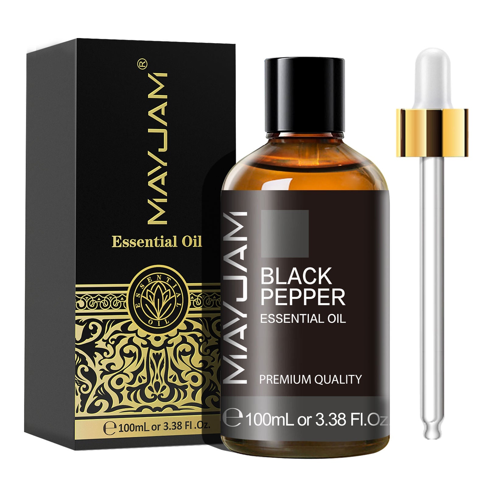 Black Pepper Essential Oil 100ml | Natural Aromatherapy | Mayjam Basil - 100ml